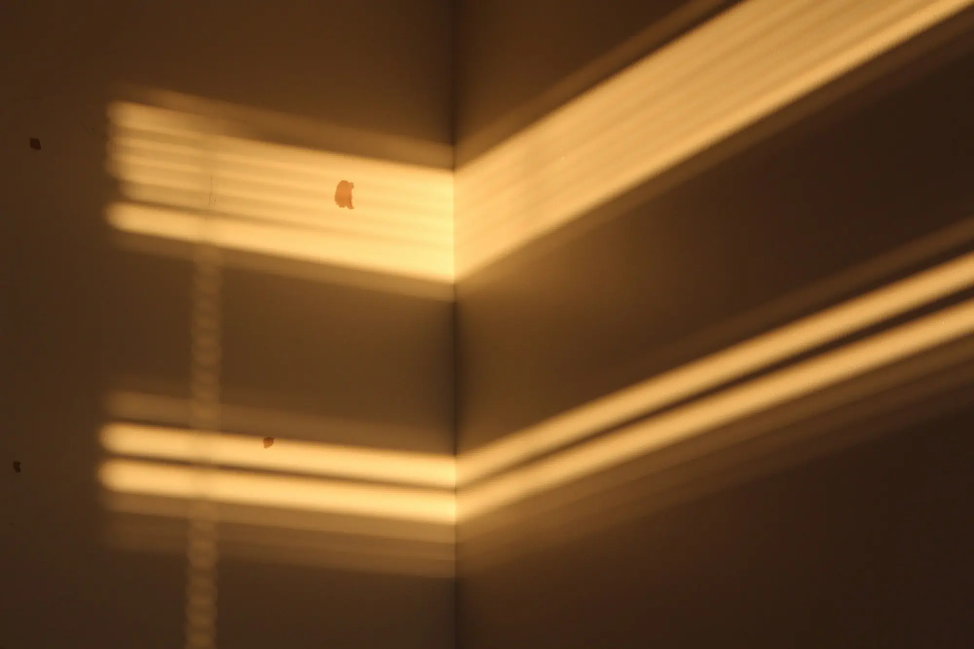 Lignes de lumière dorée sur un mur en bois